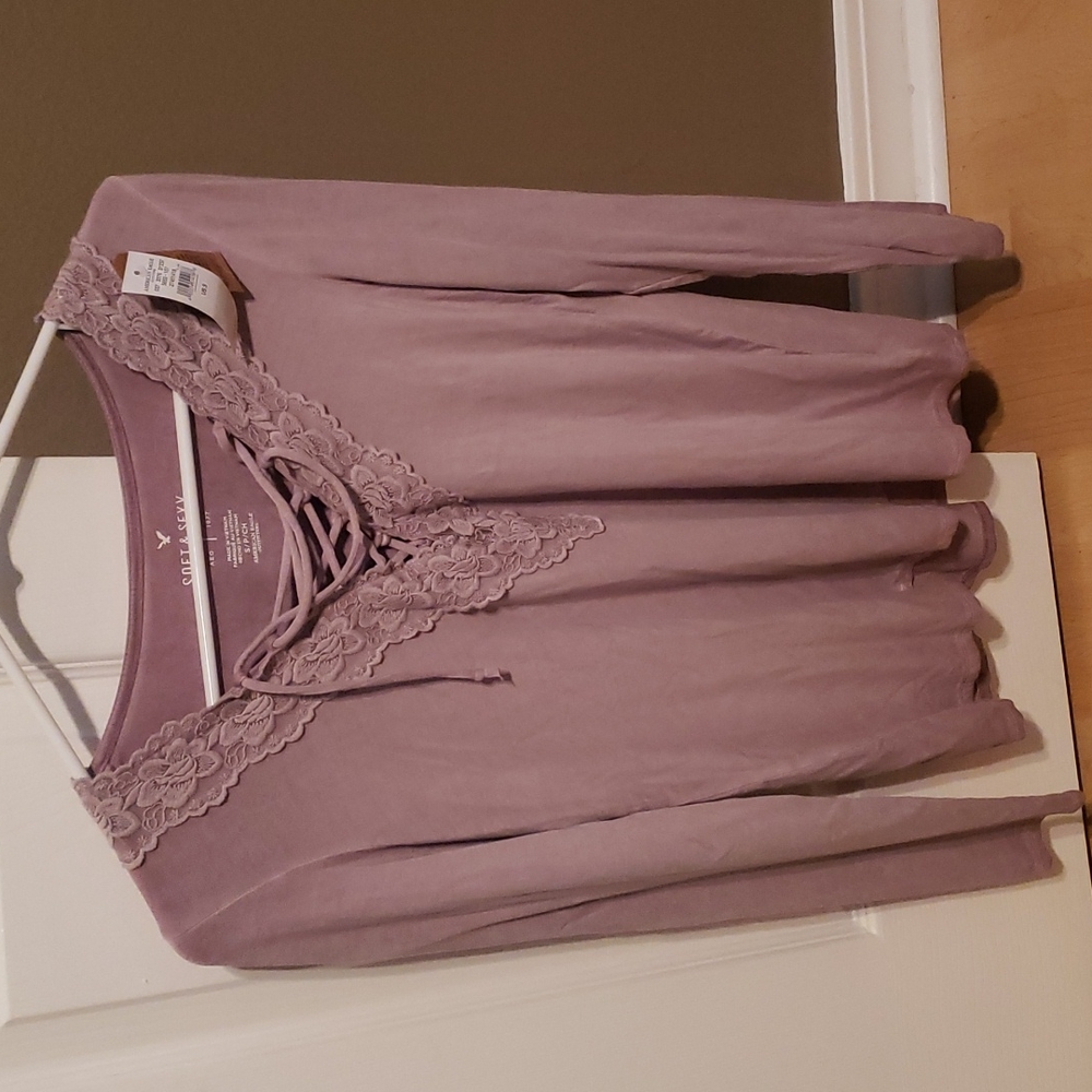 American Eagle Lace Up Tee